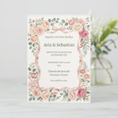 Trouw met Blush Roze Begroeiing Kaart (Staand voorkant)