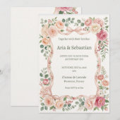 Trouw met Blush Roze Begroeiing Kaart (Voorkant / Achterkant)