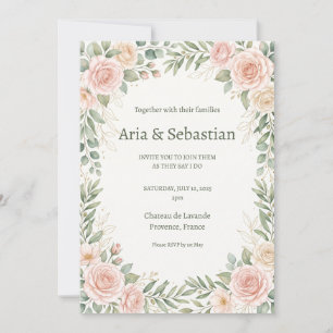 Trouw met Blush Roze Begroeiing Kaart