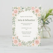 Trouw met Blush Roze Begroeiing Kaart (Staand voorkant)