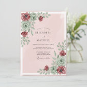 Trouw met Blush Succulenten en Blad Kaart (Staand voorkant)