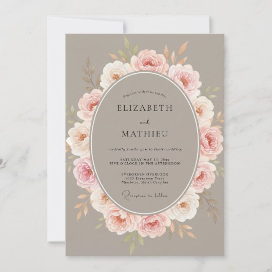 Trouw met Blush Taupe Krans Kaart (Voorkant)