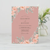 Trouw met Blush Terracotta Blad Kaart (Staand voorkant)
