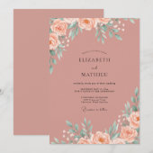 Trouw met Blush Terracotta Blad Kaart (Voorkant / Achterkant)