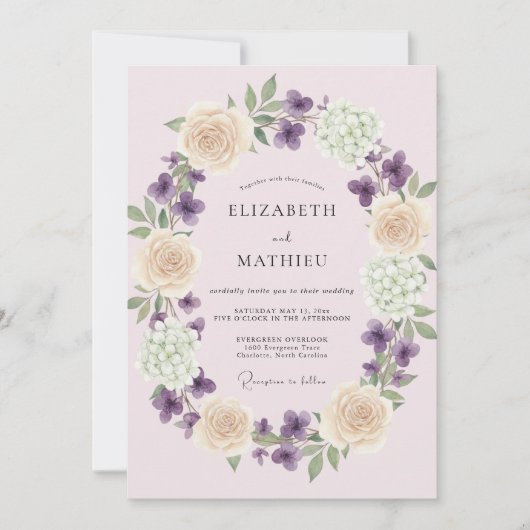Trouw met Blush Violet Krans Kaart (Voorkant)
