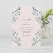 Trouw met Blush Zilveren Blad Kaart (Staand voorkant)