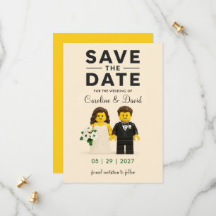 Trouw met bouwstenen speelgoedblokken figuren save the date