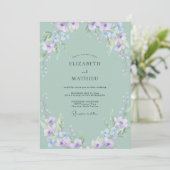 Trouw met Celadon Lila Wilde Bloem Kaart (Staand voorkant)