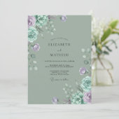 Trouw met Celadon Mauve Bloemblad Kaart (Staand voorkant)