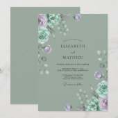 Trouw met Celadon Mauve Bloemblad Kaart (Voorkant / Achterkant)