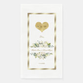 Trouw met Charm White Bloemen Gouden Monogram Servet (Voorkant)