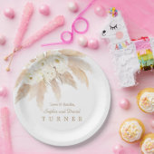 Trouw met Charm White Roses Pampas Gras Papieren Bordje (Feest)