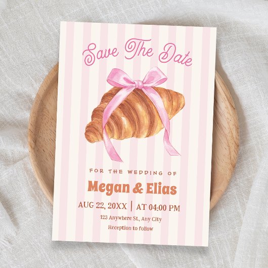 Trouw met Cute Croissant strik Save The Date