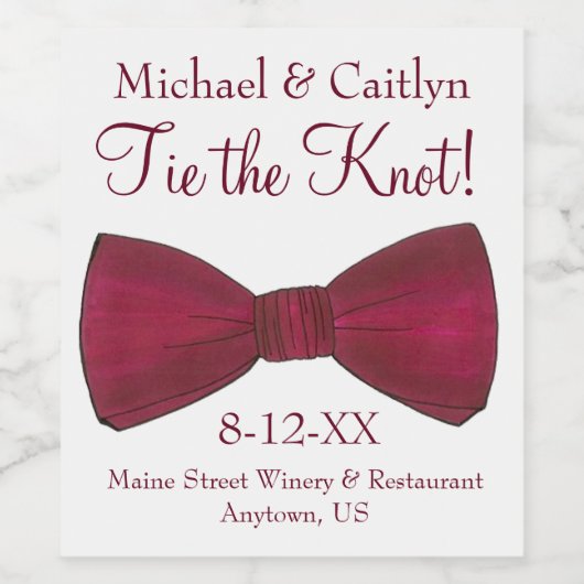 Trouw met de Knoop Strikdas Trouw Verlovingsfeest Wijn Etiket (Enkel label)