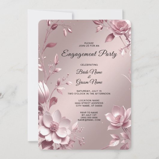 Trouw met delicate roze bloemenframe kaart (Voorkant)
