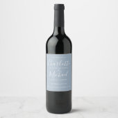 Trouw met Dusty Blue Signature Script Wijn Etiket (Voorkant)