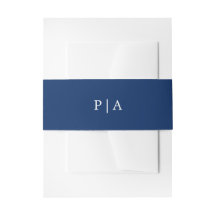 Trouw met eenvoudig monogram in marineblauw