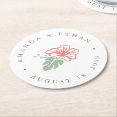 Trouw met Eiland Hibiscus Ronde Kartonnen Onderzetter (Gebogen)