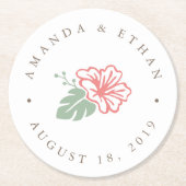 Trouw met Eiland Hibiscus Ronde Kartonnen Onderzetter (Voorkant)