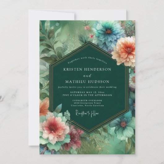 Trouw met Emerald Bloom Whimsy Kaart (Voorkant)