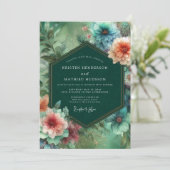 Trouw met Emerald Bloom Whimsy Kaart (Staand voorkant)