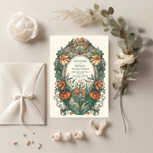 Trouw met Florale Vintage Art Nouveau-stijl  Kaart
