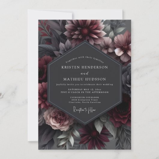 Trouw met Garnet Somber Bloom Kaart (Voorkant)