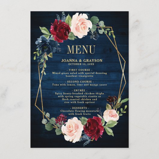 Trouw met geometrisch ontwerp in Navyblauw Blush B Menu (Voorkant)