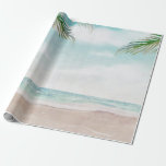 Trouw met geschilderde strandtafereel in Island Br Cadeaupapier<br><div class="desc">Island Breeze geschilderde strandtafereel,  met oceaangolven,  zandstrand en palmbomen,  onder een prachtige turquoise blauwe lucht. Een zomers tropisch strand,  of ontwerp voor een huwelijksreisbestemming. Een trendy,  magisch ontworpen cadeaupapier!

 ~ Bekijk mijn winkel voor het hele trouwpakket voor dit ontwerp!</div>