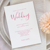 Trouw met heetroze scriptlettertype kaart