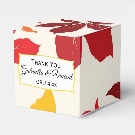 Trouw met helder herfstblad bedankdoosjes (Voorkant Zijde)