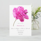 Trouw met helder roze pioenroos kaart (Staand voorkant)