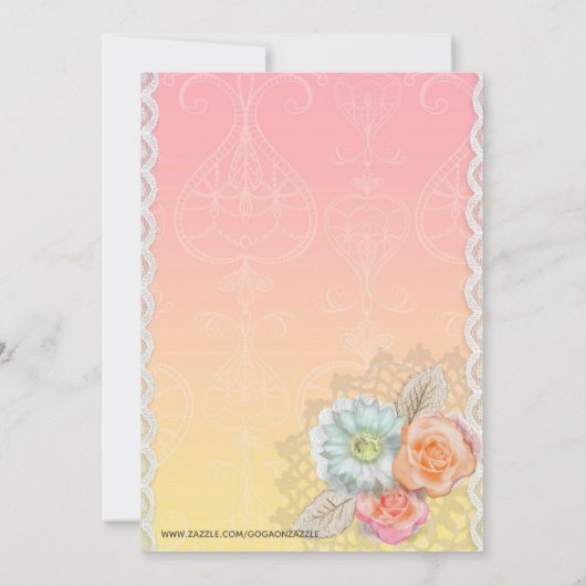 Trouw met kant en bloemen kaart (Achterkant)