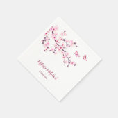 Trouw met kersenbloesems 'Uw namen' Servet (Hoek)
