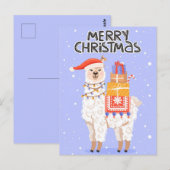 Trouw met Kerstmis Llama Briefkaart (Voorkant / Achterkant)