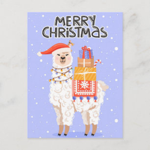 Trouw met Kerstmis Llama Briefkaart