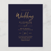 Trouw met laagste budget in navyblauw en goud flyer (Voorkant)