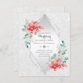 Trouw met lage budget rode bloemen zilveren glitte (Voorkant / Achterkant)