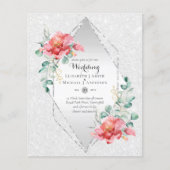 Trouw met lage budget rode bloemen zilveren glitte (Voorkant)