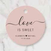 Trouw met Liefde is Zoet Roze Blush Bedankjes Labels (Voorkant)