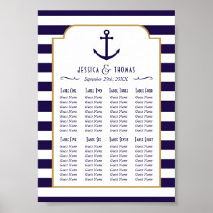 Trouw met marine en witte streep anker poster