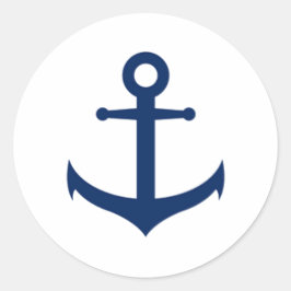 Trouw met marineblauwe anker in nautische stijl ronde sticker