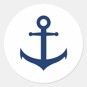 Trouw met marineblauwe anker in nautische stijl ronde sticker