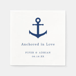 Trouw met maritiem anker in Navyblauw en Wit Servet