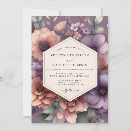 Trouw met Mauve Moody Bloom Kaart (Voorkant)