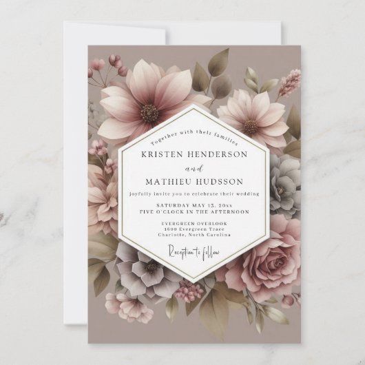 Trouw met Mauve Poetic Bloom Kaart (Voorkant)