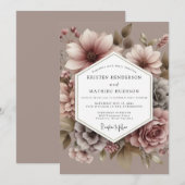 Trouw met Mauve Poetic Bloom Kaart (Voorkant / Achterkant)