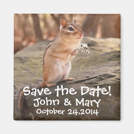 Trouw met me chipmunk Save the Date! Magneet (Voorkant)