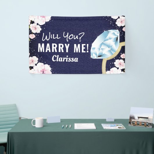 Trouw met me Diamond Floral Spandoek (Beurs)