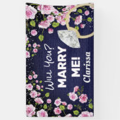 Trouw met me Diamond Floral Spandoek (Verticaal)